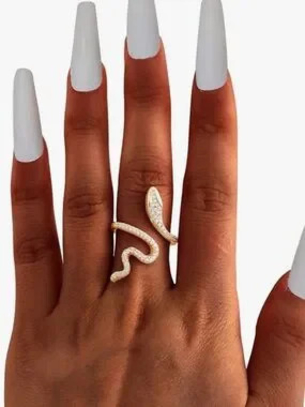 Gold Rhinestone Snake Ring - Picture 2 of 4